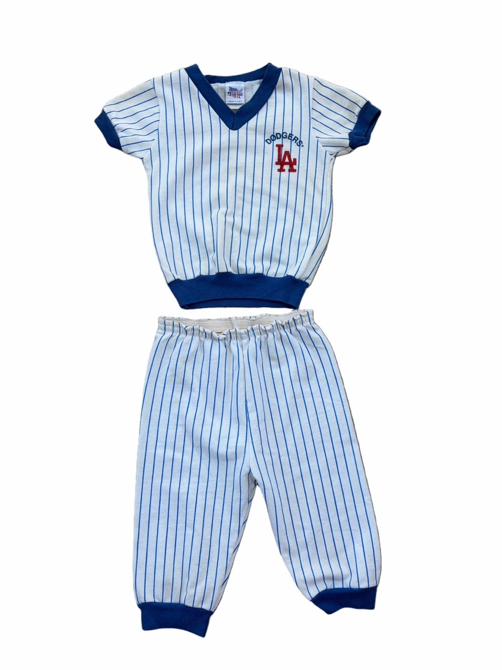 Vintage 90s Jog Togs Size 4 LA Dodgers Pinstripe MLB Baseball Tee Joggers Outfit